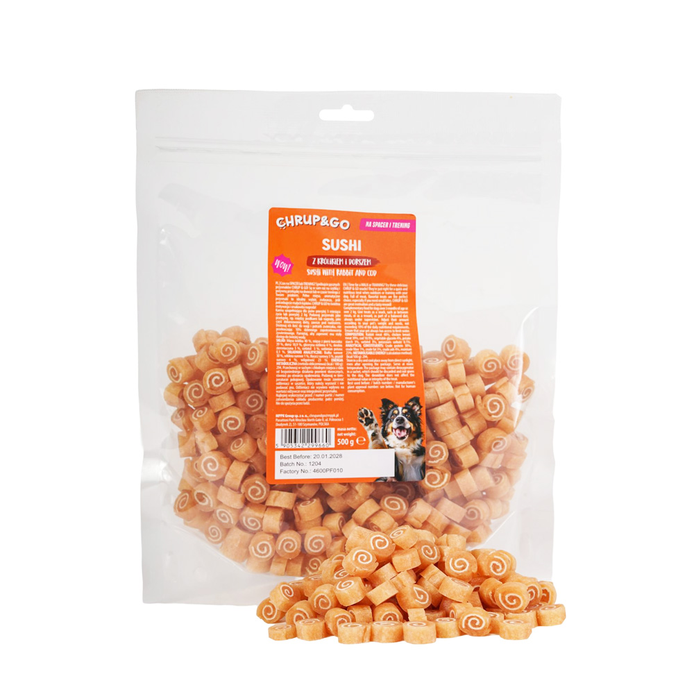 CHRUP&GO Sushi Królik Dorsz 500g Przysmak dla Psów Dorosłych